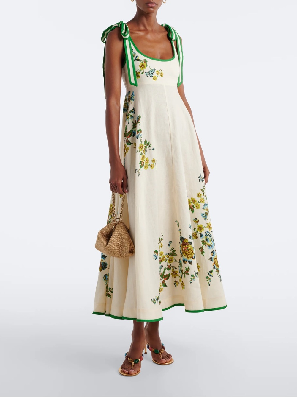 Alemais Phyllis floral linen maxi dress, size 2 US size 6 AUS, nwot